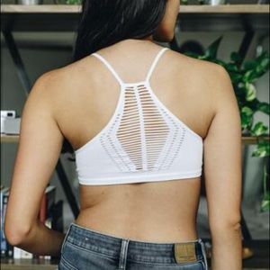 Slash Racer Back Bralette in White